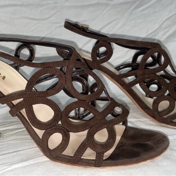 PRADA Brown Suede Stiletto Heels, Sz 41 - Picture 3 of 5